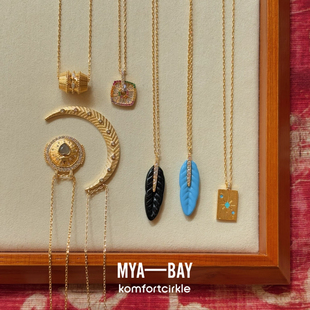 MYA BAY 月亮羽毛金牌吊坠素链项链 比利时设计师手工叠戴锁骨链