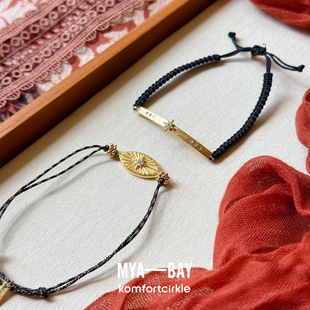 MYA BAY 星芒眼睛吊坠可调节手绳 比利时手工编织叠戴手链女礼物