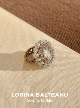 LORINA Nacre戒指 法式中古气质高级天然半宝石手工编织叠戴指环