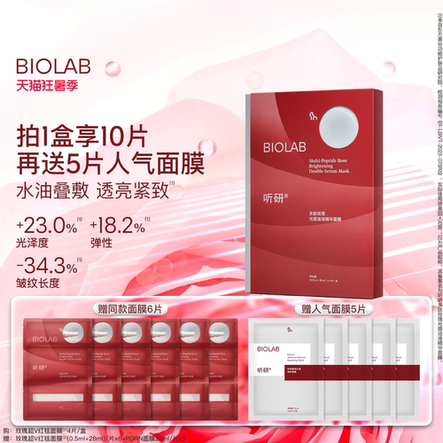 【狂暑季】BIOLAB听研多肽玫瑰油液红毯贴片面膜紧致舒缓