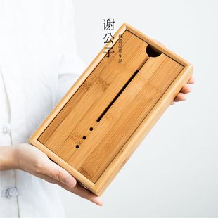 简约家用办公竹制储盛水式 日式 拉丝小型功夫茶具茶盘茶托盘干泡台