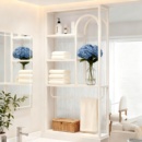 奶油风卫生间半墙隔断柜置物架长虹玻璃客厅屏风艺术洗手台干湿区