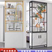 奶油风卫生间半墙屏风隔断柜客厅轻奢浴室艺术画长虹玻璃入户玄关