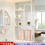 奶油风卫生间半墙屏风隔断柜客厅简约现代浴室玄关洗漱台置物架子