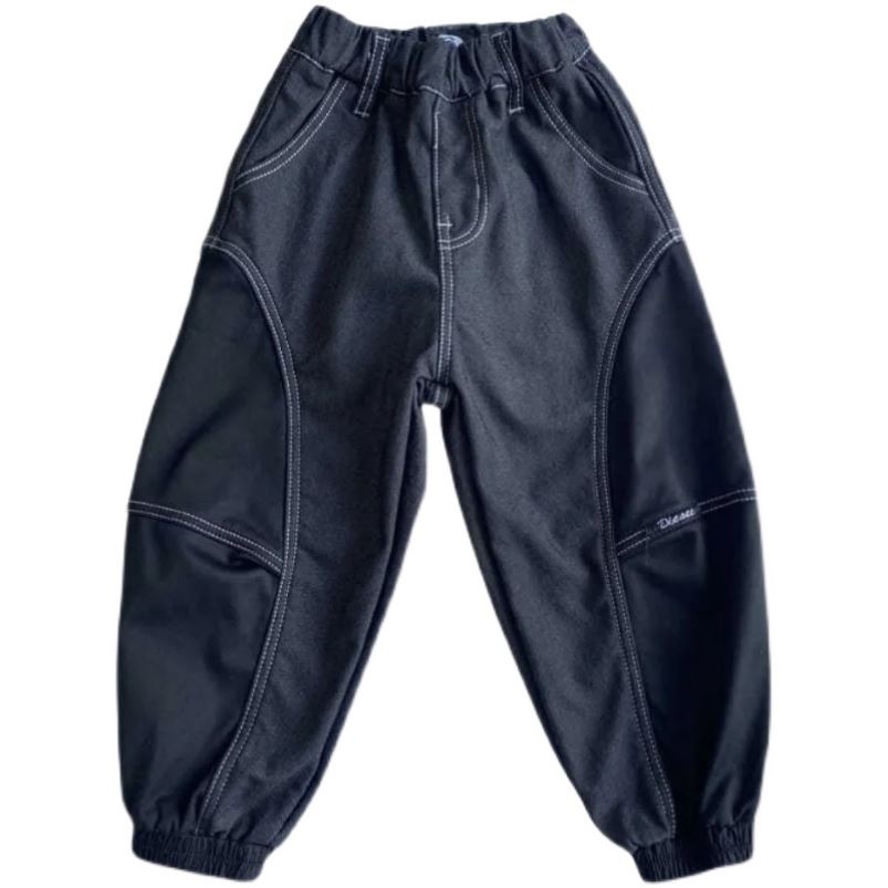 男童牛仔裤2025春秋新款洋气加绒加厚儿童拼接休闲长裤中大童裤子