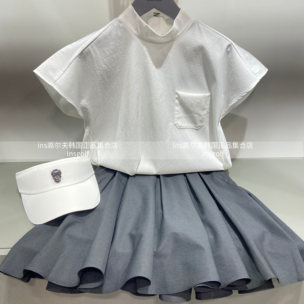Amazing Cre高尔夫女装25春夏半高领短袖上衣运动A字裙半身短裙