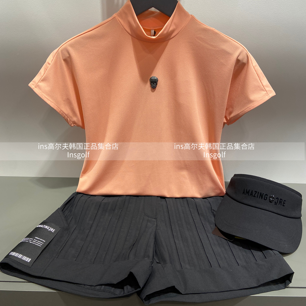 Amazing Cre高尔夫服装25春夏半高领休闲短袖上衣百搭运动短裤女