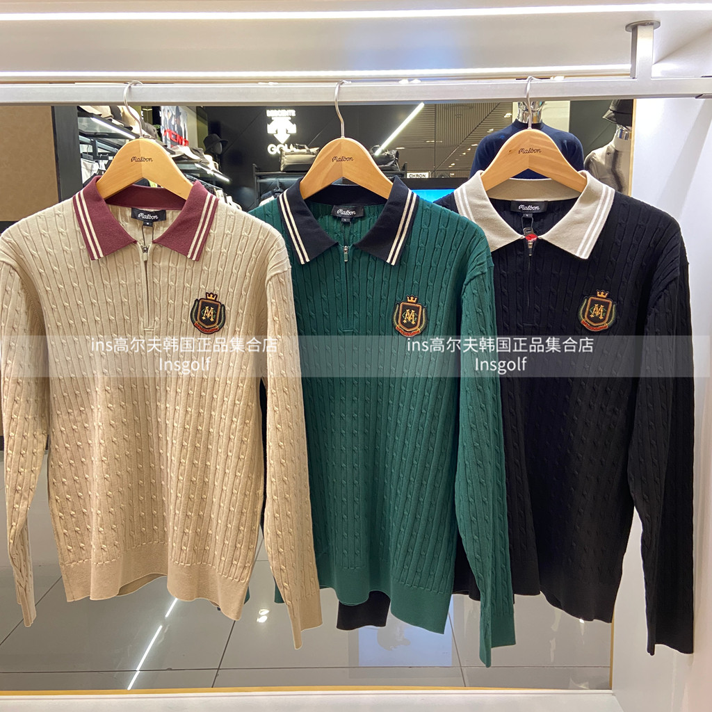 MALBON高尔夫服装25秋冬新款半拉链翻领长袖上衣户外运动GOLF球服