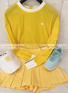 G FORE高尔夫女士球服套装24春款圆领长袖上衣宽褶A字裙半身裙裤