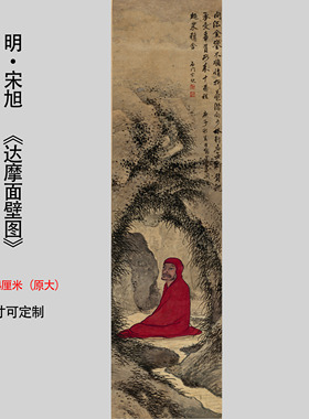 明 宋旭 达摩面壁 达摩祖师画像纸本禅悟图中国古代宗教佛像挂画