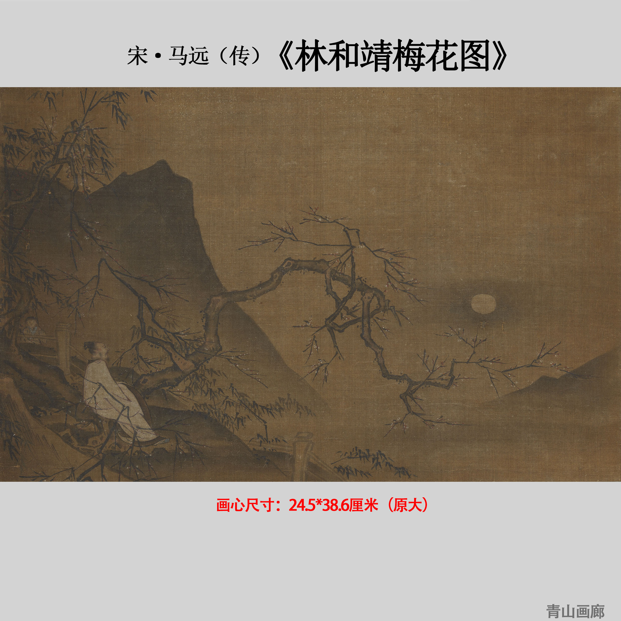 南宋马远(传)林和靖梅花图宋小画原大高清微喷复制临摹教学素材