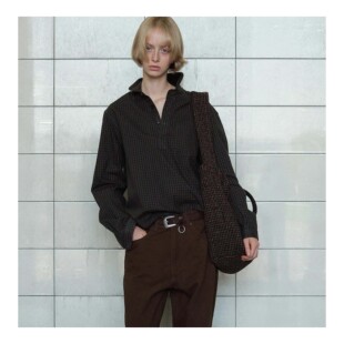 若若韩代正品直邮viaplain日本面料复古格纹绒面衬衫内搭打底