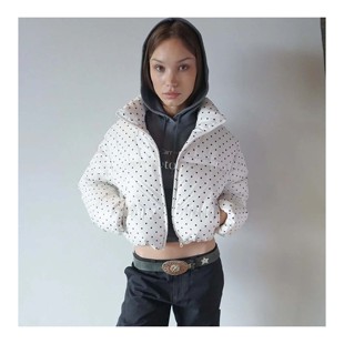 若若韩代正品直邮sculptor面包棉服外套波点保暖抽绳短款羽绒服