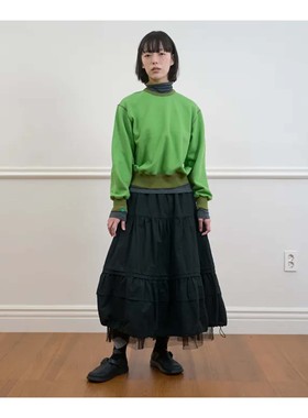 若若韩代正品直邮nocontent25秋冬shirring双层褶皱抽绳半身裙女