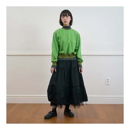 若若韩代正品直邮nocontent25秋冬shirring双层褶皱抽绳半身裙女