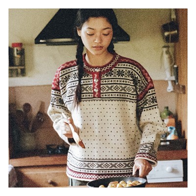 若若韩代正品直邮urbanic30北欧风复古雪花针织衫开衫打底内搭女