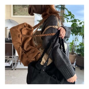 若若韩代正品直邮deinet秋冬新单肩包系带磁吸扣大容量腋下包编织