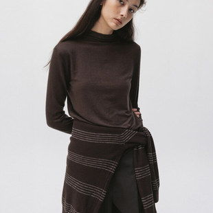 若若韩国正品代购moia25秋冬天丝羊毛高领长袖T恤女上衣打底内搭