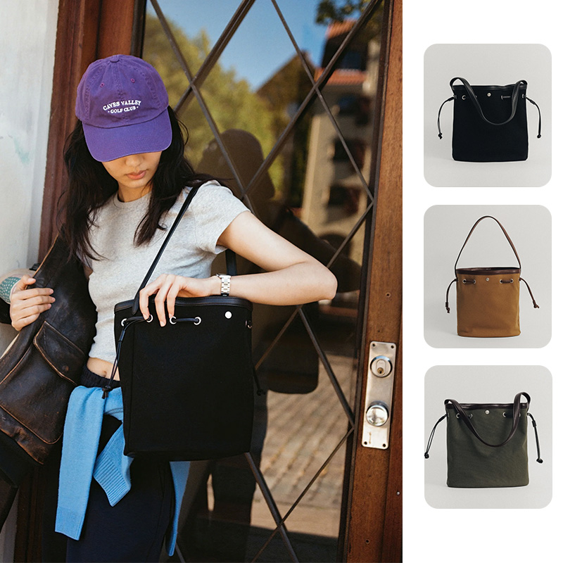 韩国正品代购系带帆布单肩包