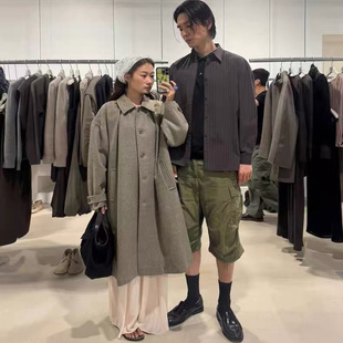 若若韩国正品代购直邮amomento25秋冬羊毛毛呢外套大衣女中长款