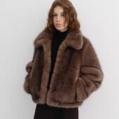 若若韩代正品 小众 女短款 直邮DUNST25秋冬短款 毛绒仿皮草外套厚款