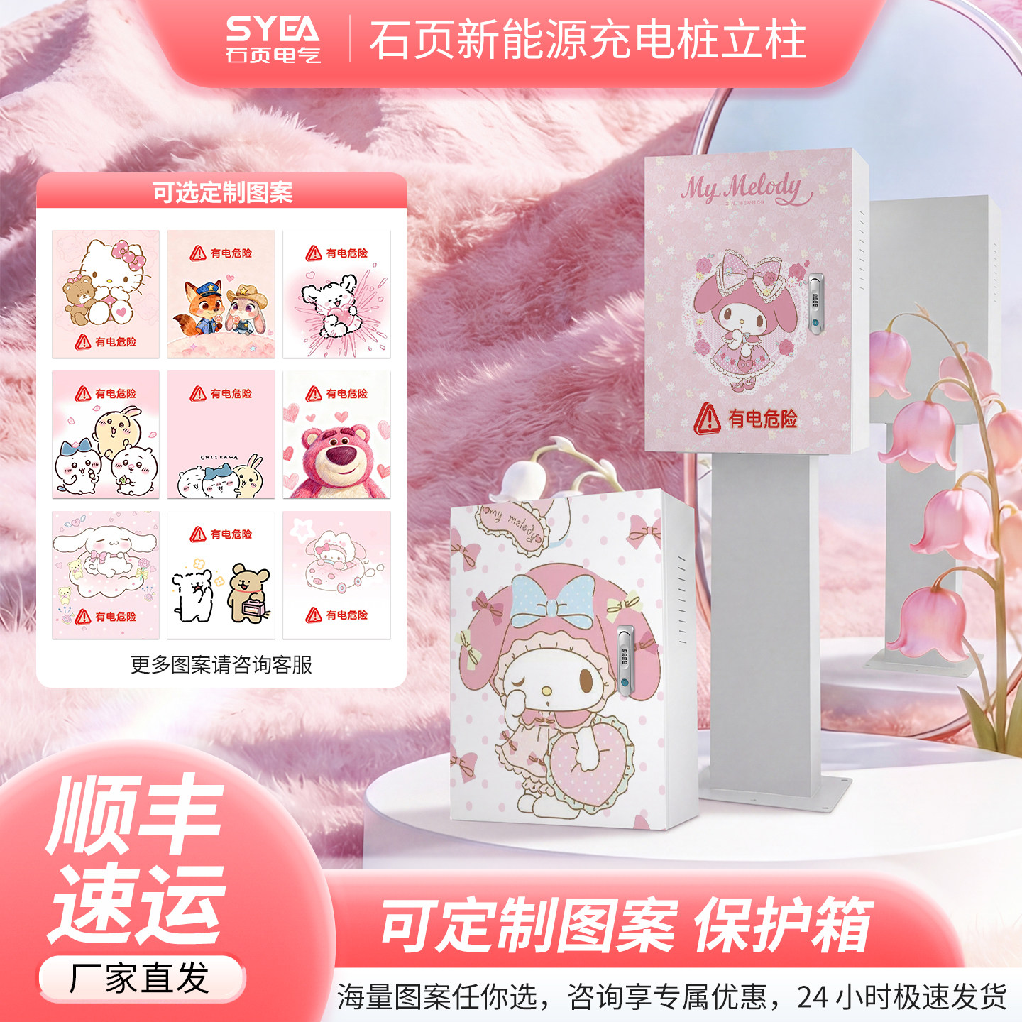 适用智己/比亚迪/特斯拉/星愿充电桩保护箱挂壁户外防雨立柱加厚图片