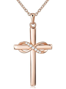 欧美跨境外贸s925纯银十字架项链女十二生辰亚马逊吊坠锁骨链