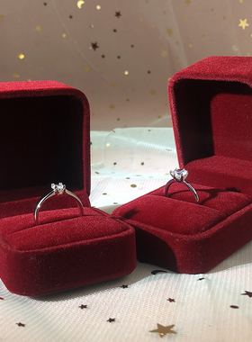 一克拉六爪仿真钻戒 情侣结婚对戒简约时尚婚礼仪式可调节假戒指