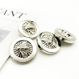 D家银色金属大衣外套西装纽扣高档上衣毛衣开衫扣子圆形风衣钮扣