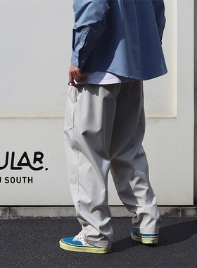 Sigbreak日系复古杜邦三防宽松双褶锥形休闲裤工装纯色米白长裤男