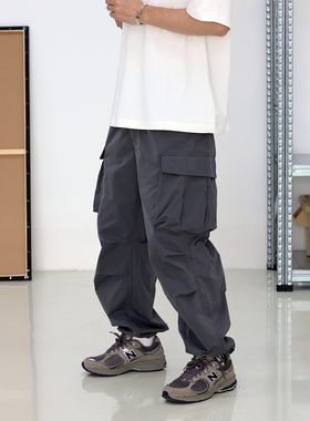 Sigbreak日系春夏COOLMAX凉感休闲裤宽松双褶阔腿机能伞兵工装裤