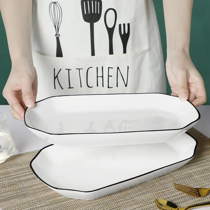 鱼盘家用2025新款釉下彩创意餐盘陶瓷菜碟子餐具大号蒸鱼盘子菜盘