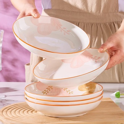 陶瓷盘子菜盘家用2025新款釉下彩高级感高颜值创意特别好看的盘子