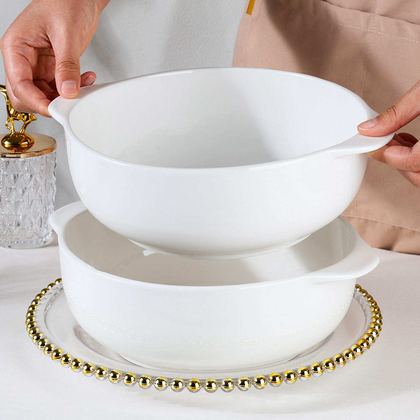 纯白汤碗家用陶瓷10英寸高级感大号双耳碗加厚水煮鱼汤盆商用餐具,餐饮具,碗,淘宝优惠券,粉丝福利购,淘宝优惠卷