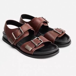 西班牙ZA家女鞋 时尚百搭搭扣厚底一字拖女夏季舒适露趾凉拖鞋