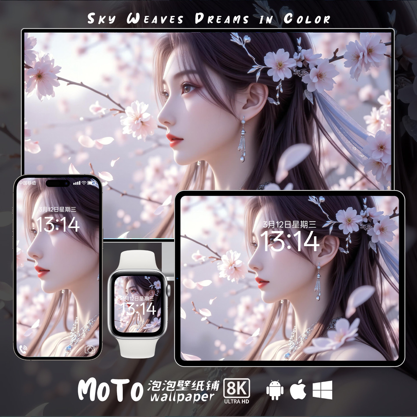 8K壁纸 | 云望舒-01云深不知梦动漫手表手机平板iPad电脑Mac壁纸,商务/设计服务,卡通/动漫/插画设计,淘宝优惠券,粉丝福利购,淘宝优惠卷