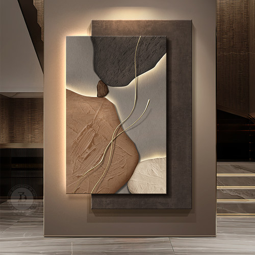石来运转轻奢高级感立体砂岩画玄关装饰画高端客厅沙发背景墙挂画
