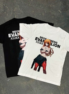 CLFC EVA福音战士ASUKA明日香02号长短T漫画宽松纯棉美潮T Shirt
