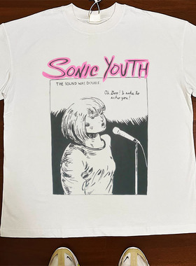CLFC Sonic Youth音速青年朋克摇滚男女情侣欧美纯棉宽松长短袖TE