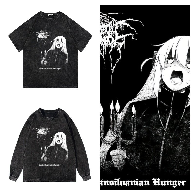 CLFC Darkthrone黑死乐队联名KESSOKU孤独的摇滚复古小领口长短T