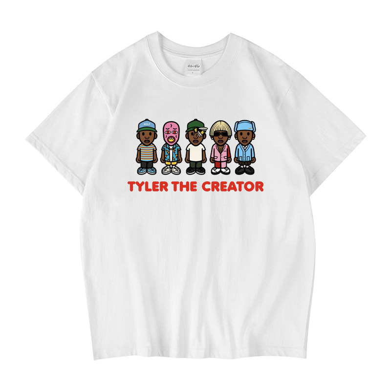 CLFC Tyler the creator潮流卡通hip hop说唱嘻哈宽松白短袖T长袖