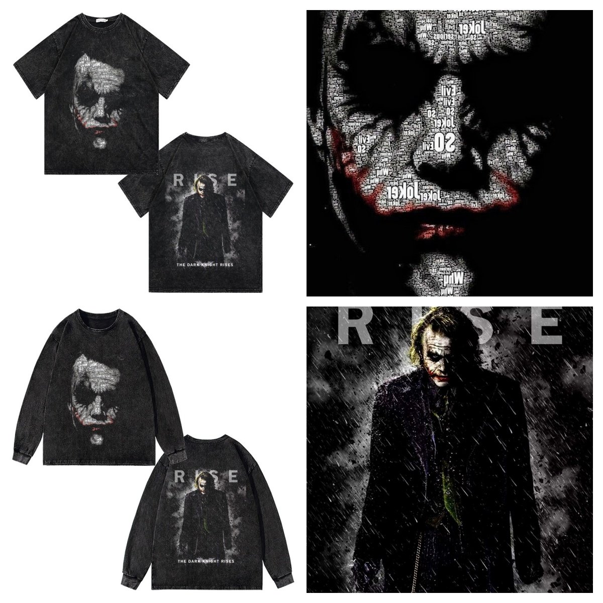 CLFC 水洗希斯·莱杰Heath Ledger joker小丑双面复古短袖长袖T恤