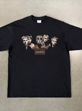 CLFC oasis绿洲乐队人物复古印花水洗做旧重磅纯棉长袖短袖t恤