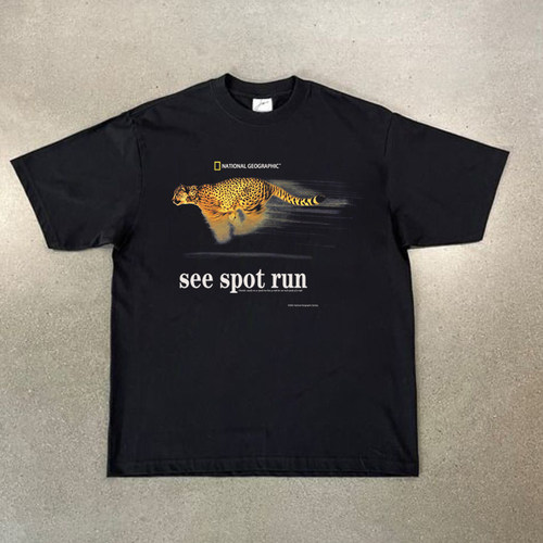 CLFC 美式国家地理猎豹see spot run t shirt男女百搭透气长短袖T