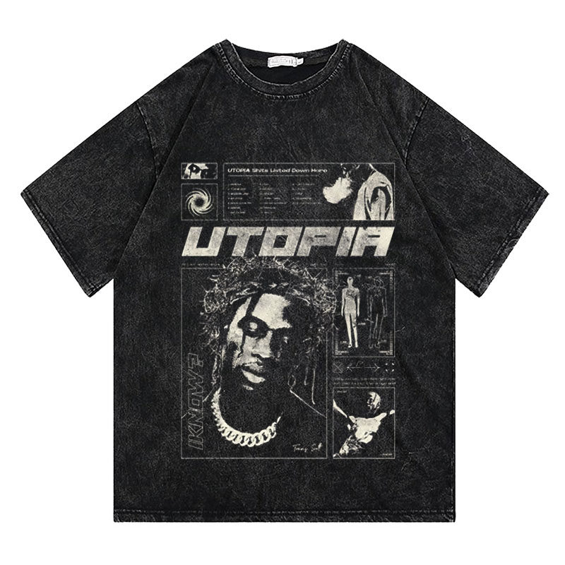 CLFC 原创潮牌travis scott嘻哈hip hop美式短袖T恤说唱宽松长袖T