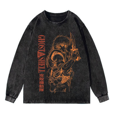 长袖T复古水洗男女青年短袖T动漫