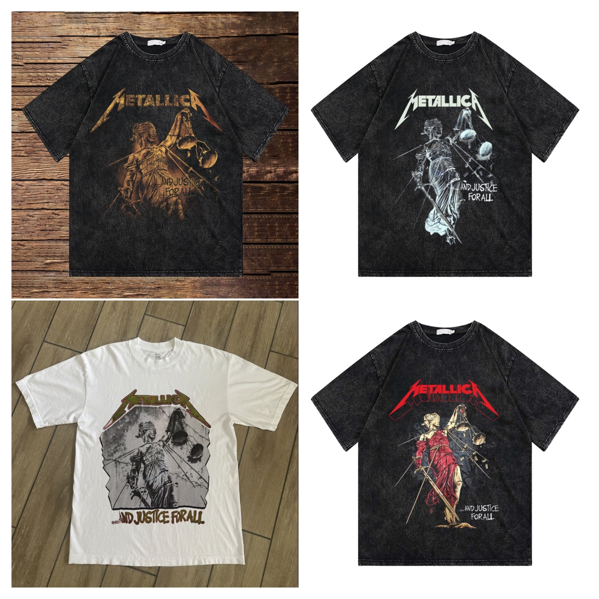 CLFC Metallica重金属乐队and justice for all复古VTG长袖短袖T