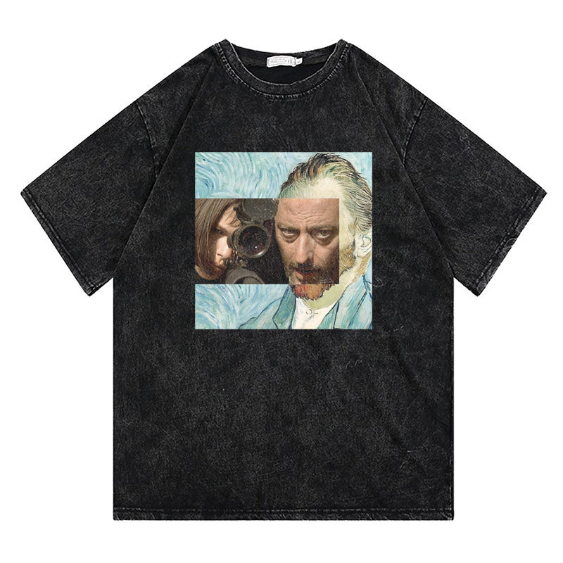 CLFC 这个杀手不太冷Leon莱昂 玛蒂尔达 梵高趣味水洗情侣长短袖T