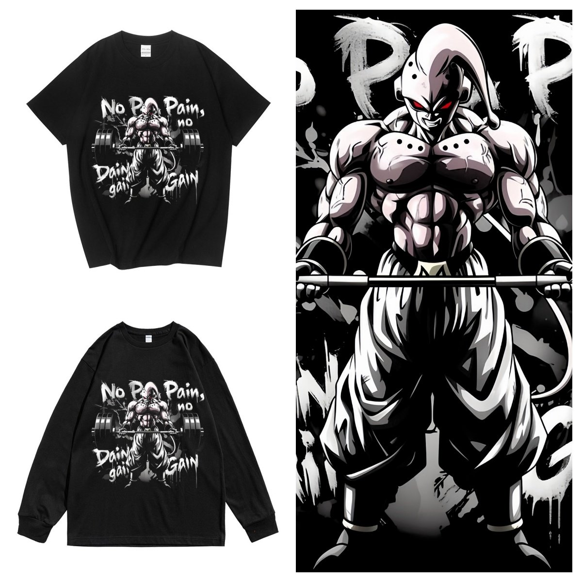 CLFC 七龙珠魔人布欧 健身 大码美式小领口高街vintage做旧长短袖