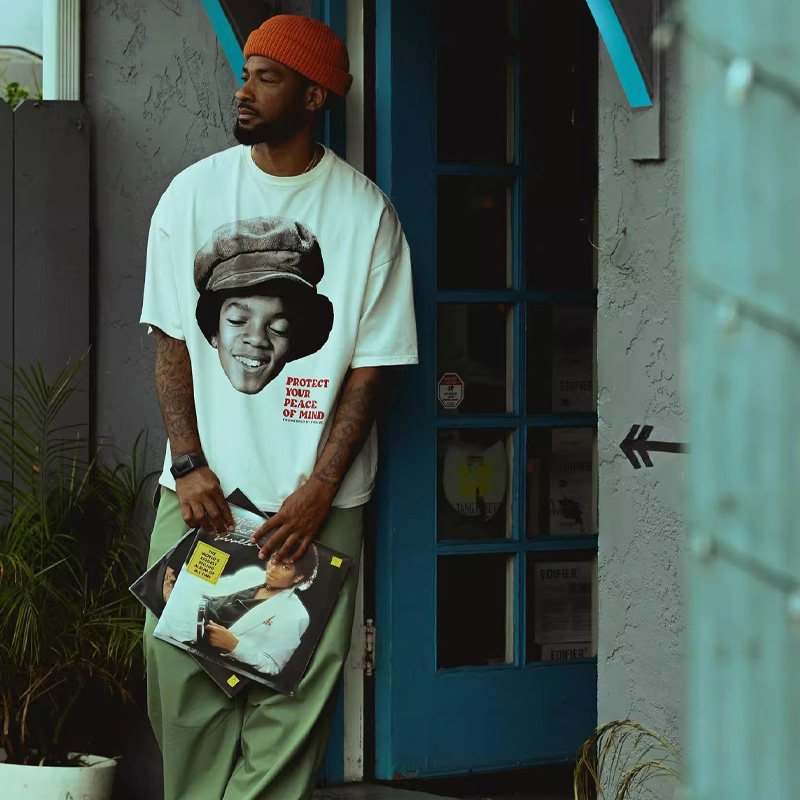 CLFC Michael Jackson迈克尔杰克逊童年双面美式长短袖白色T重磅